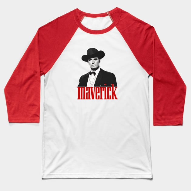 Maverick - James Garner - 50s/60s Tv Western Baseball T-Shirt by wildzerouk